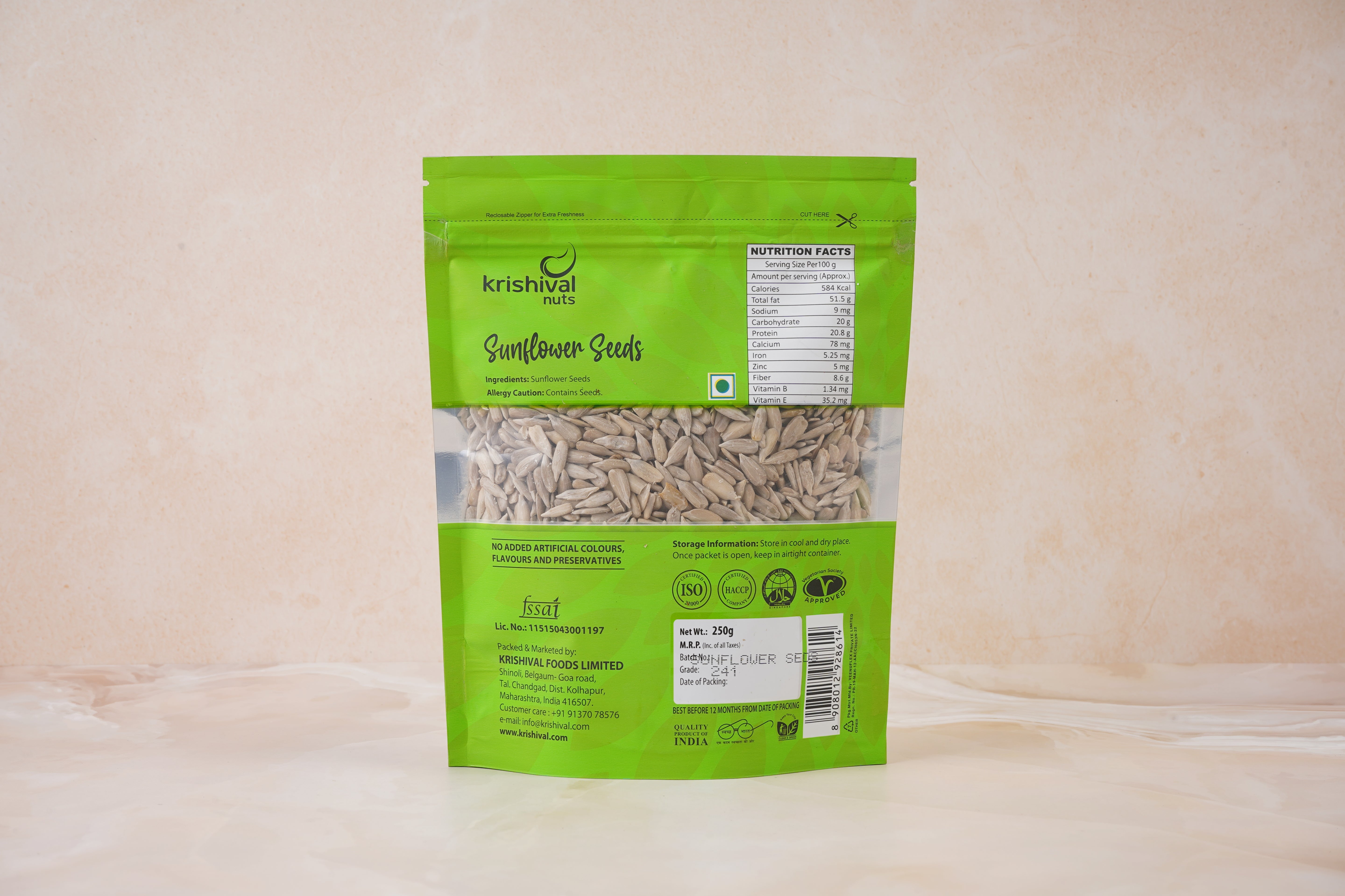 Krishival Nuts Sunflower Seeds | 250 Grams, Pack of 1 | Healthy & 100% Natural