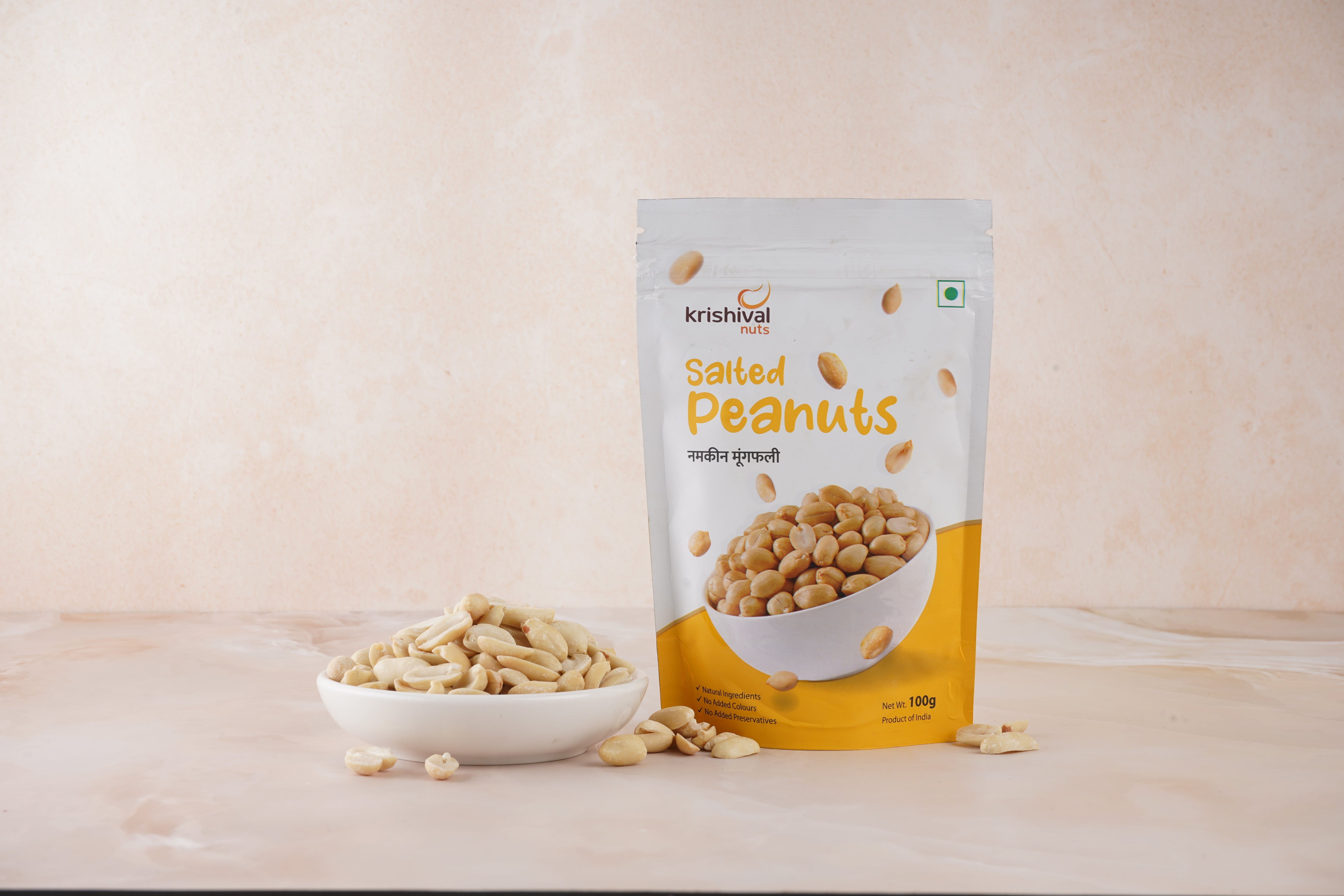 KRISHIVAL NUTS Salted Peanuts | 100 Grams [1 pack of 100 grams] | Salted to Perfection | Precisely Roasted| Crispy and Crunch