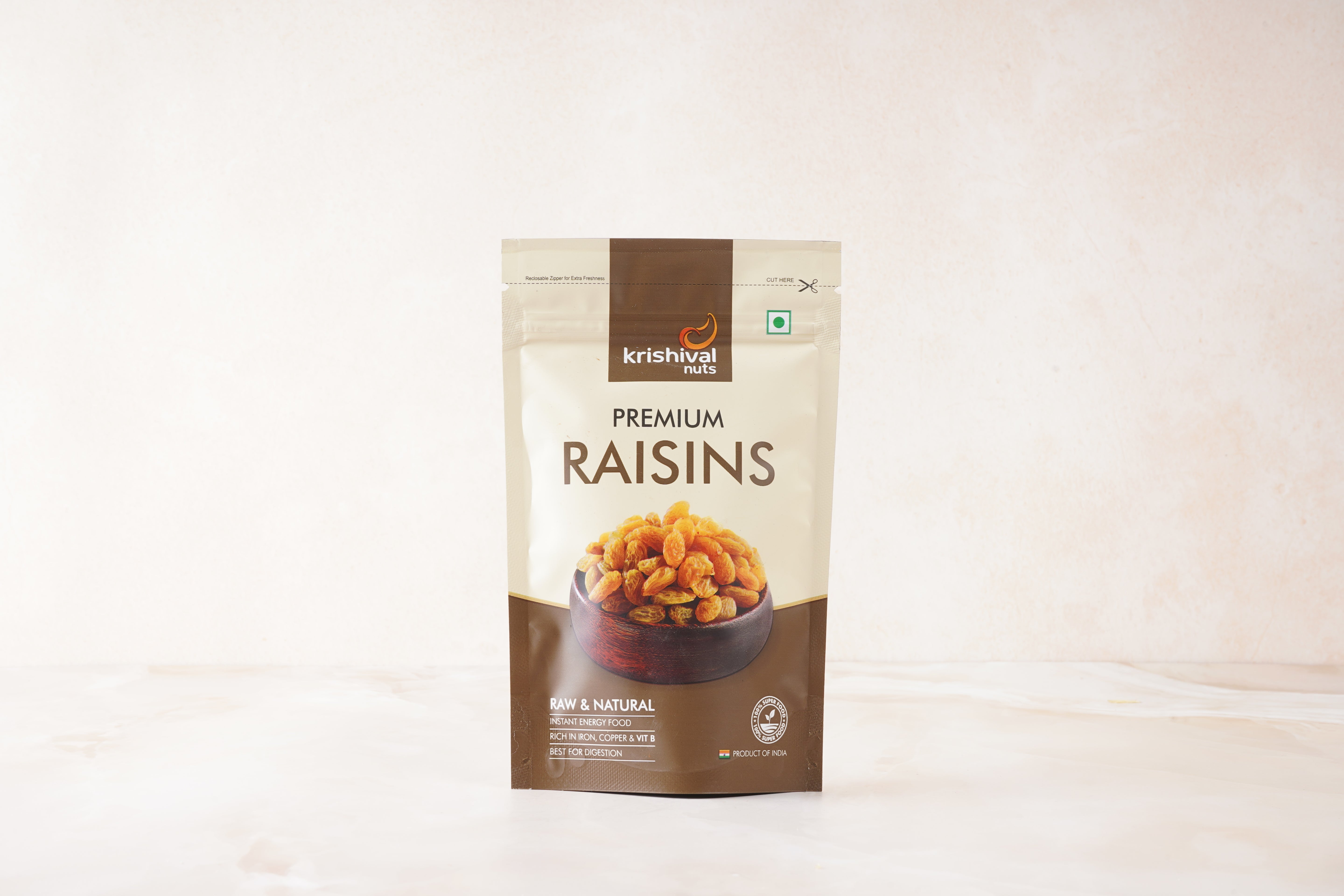 KRISHIVAL NUTS Premium Raisins | 100 Grams [1 pack of 100 grams] | Premium Dried Grapes | Natural Source of Antioxidants, Potassium & Fiber | Sweet Fruity Taste and Soft Chewy Texture