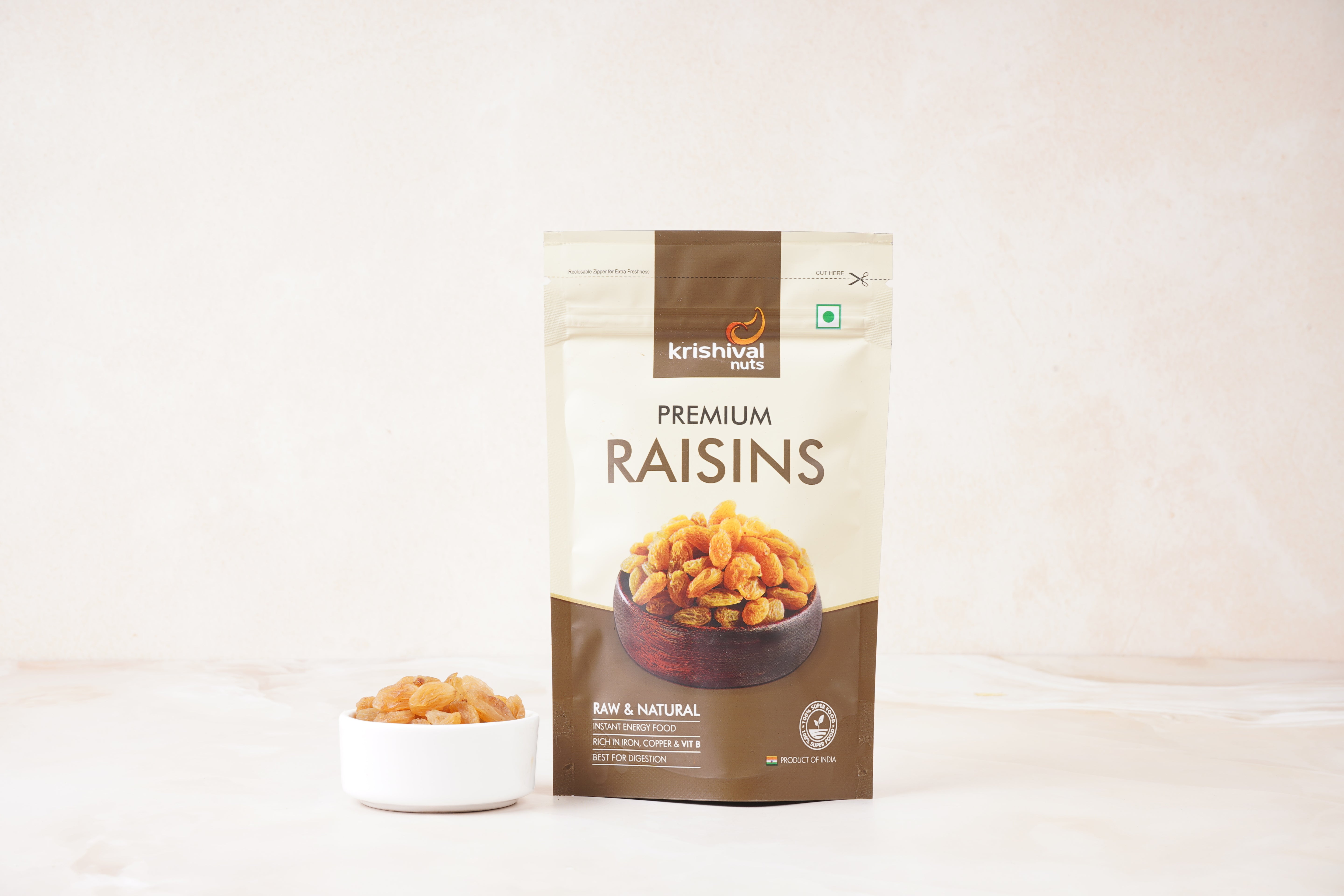 KRISHIVAL NUTS Premium Raisins | 100 Grams [1 pack of 100 grams] | Premium Dried Grapes | Natural Source of Antioxidants, Potassium & Fiber | Sweet Fruity Taste and Soft Chewy Texture