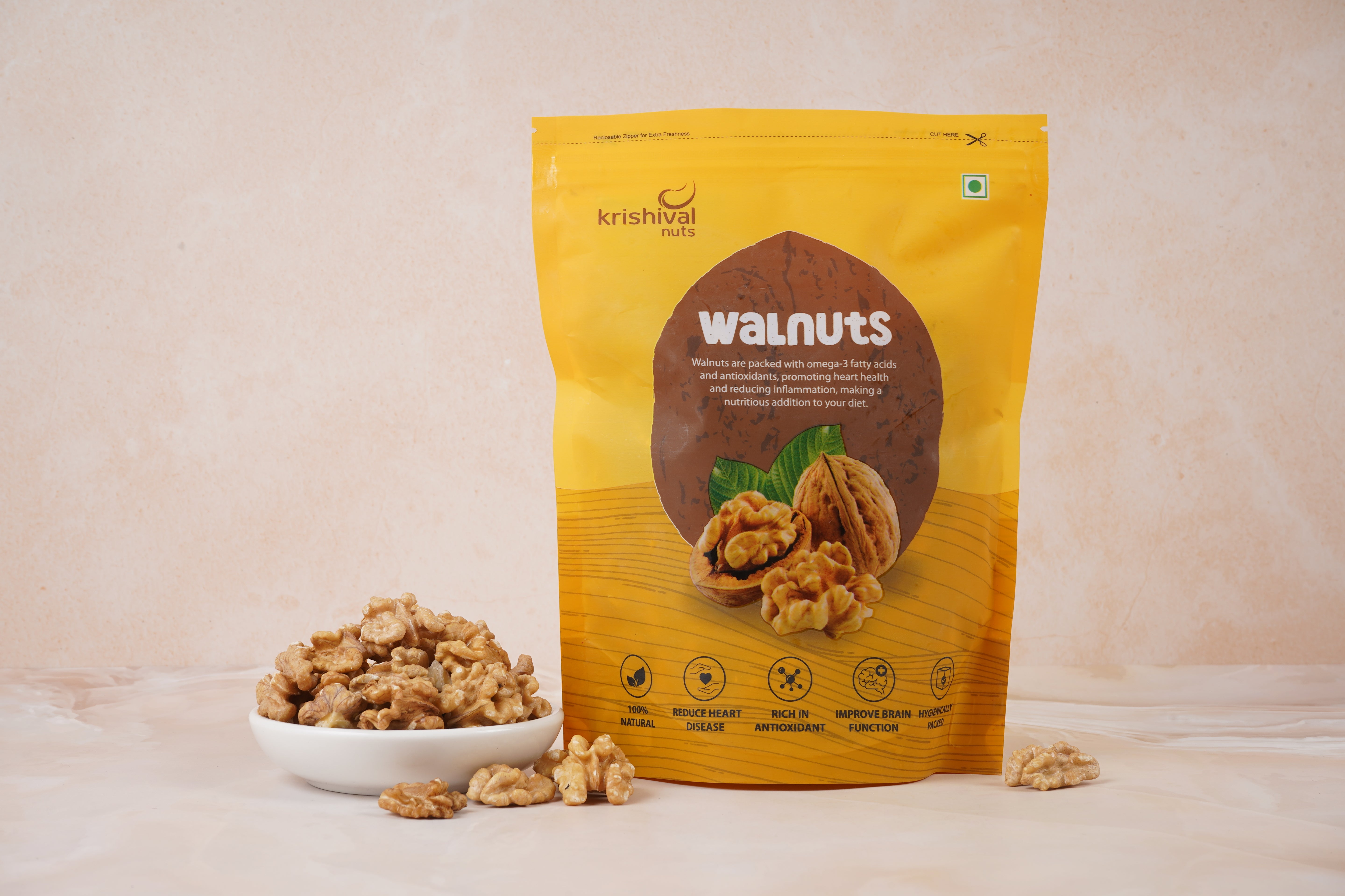 Krishival Walnuts | 250 Grams, Pack of 1 | Healthy & 100% Natural