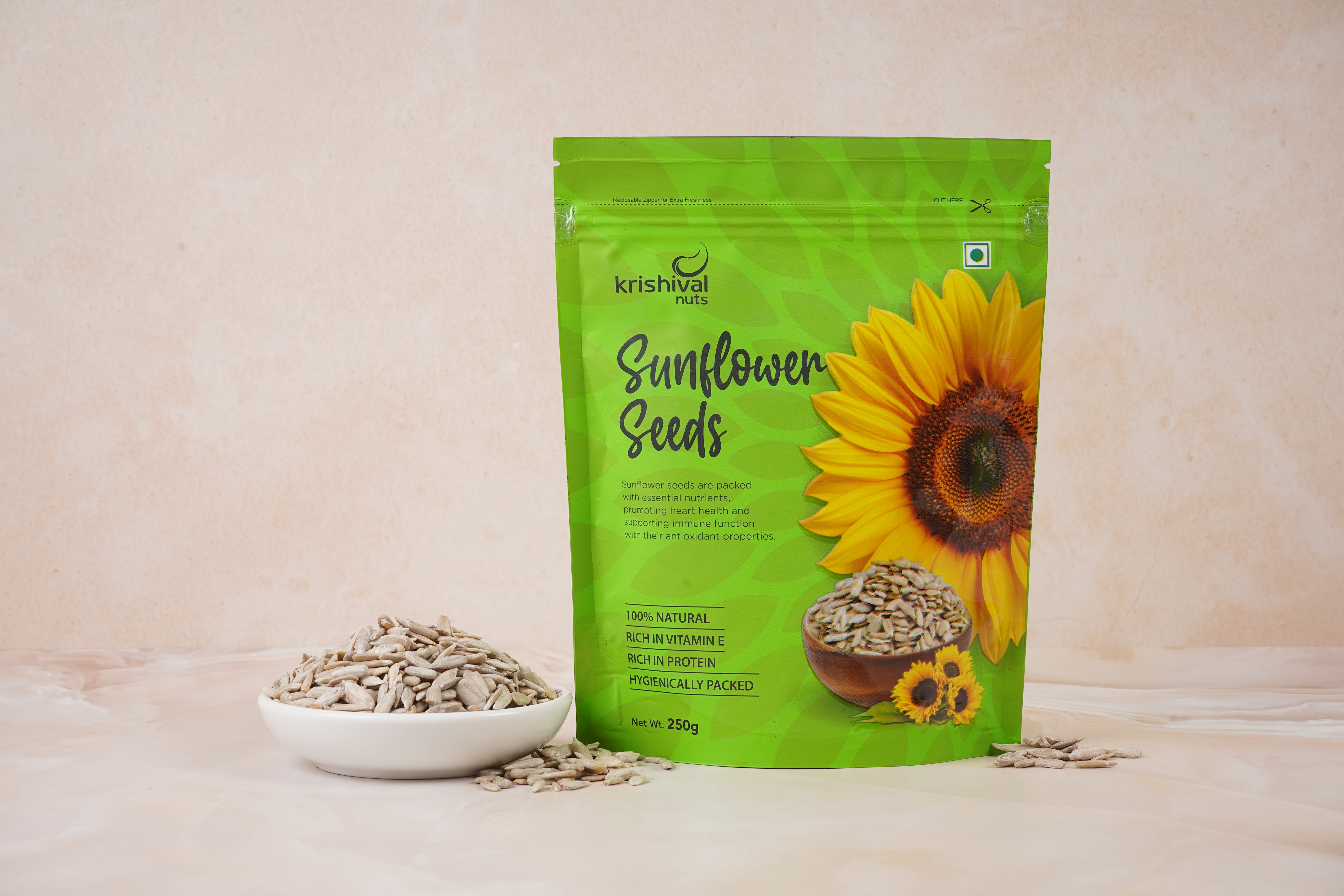 Krishival Nuts Sunflower Seeds | 250 Grams, Pack of 1 | Healthy & 100% Natural