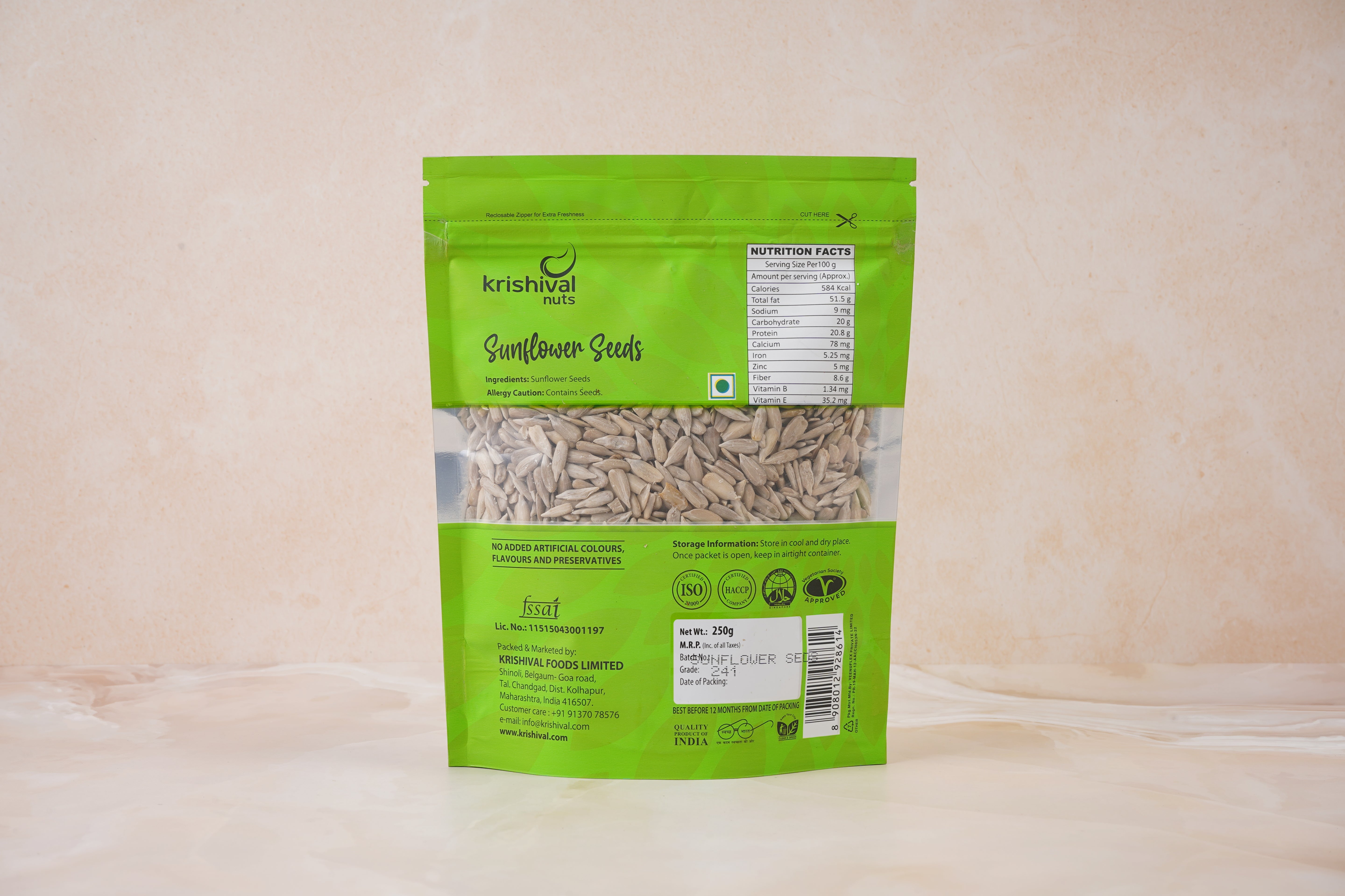 Krishival Nuts Sunflower Seeds | 250 Grams, Pack of 1 | Healthy & 100% Natural