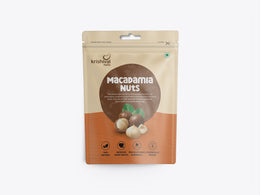 Krishival Nuts Macadamia Nuts | 250 Grams | Imported Jumbo Size Nuts | Reclosable Ziplock Packaging | 100% Natural - front of pouch