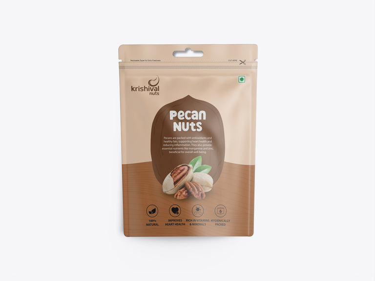 Krishival Nuts Premium Pecan Nuts | 250 Grams, Pack of 1 | Crunchy Nuts, Rich in Protein & Fibre, Pecans | 100 Natural, Ziplock Packaging