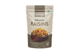 KRISHIVAL NUTS Premium Raisins | 100 Grams [1 pack of 100 grams] | Premium Dried Grapes | Natural Source of Antioxidants, Potassium & Fiber | Sweet Fruity Taste and Soft Chewy Texture - front of pouch