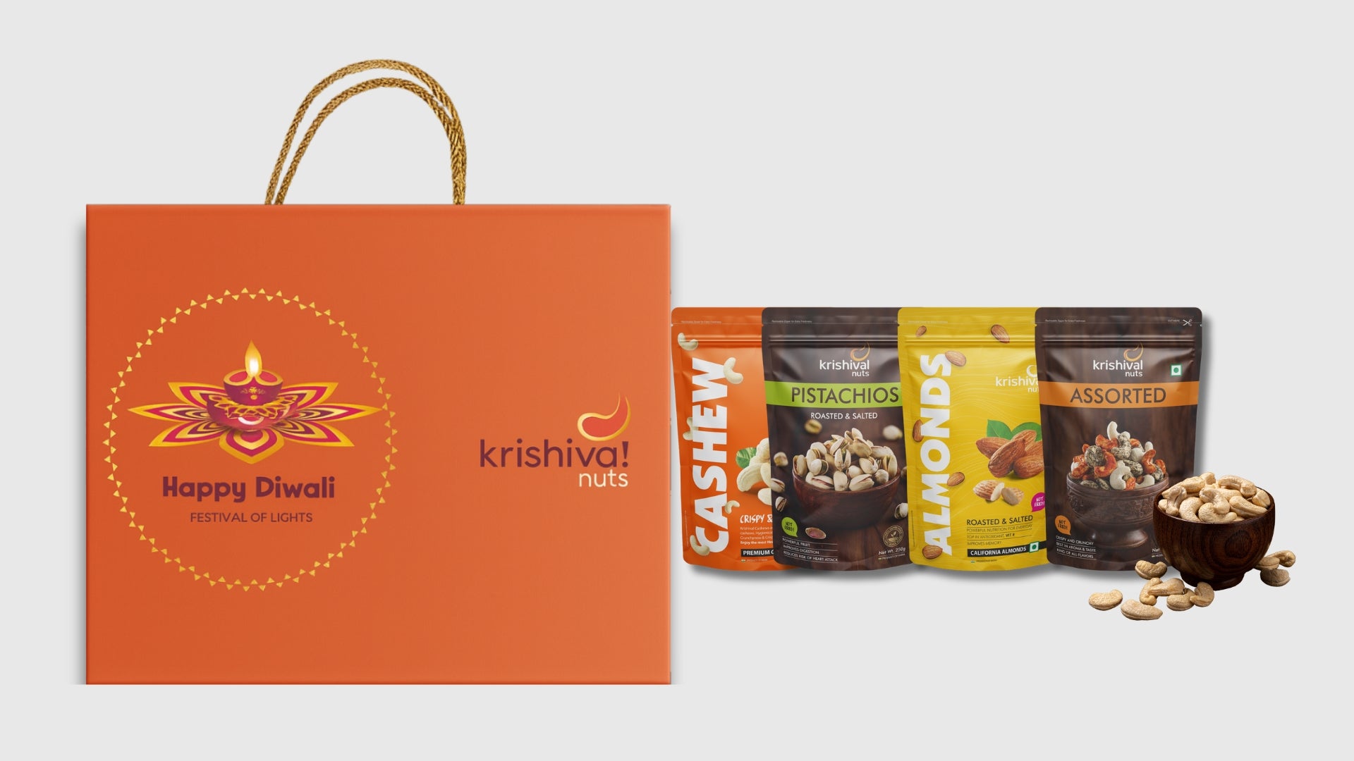 Diwali Nuts Combo Box ( Jumbo Cashew, Salted Almond, Assorted Cashew, Pista )